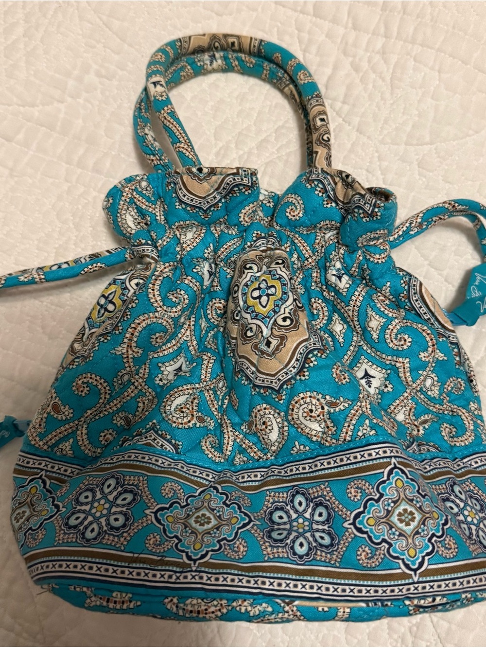 Vera Bradley Turquoise Paisley Drawstring Bag